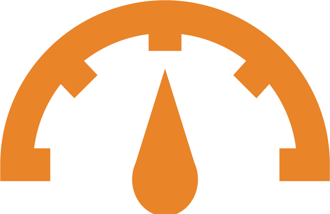 The orange Blackboard Ally indicator takes the shape of a gauge with the needle pointing to the 12:00 position. An orange indicator means the document's accessibility is a little better than a red indicator.