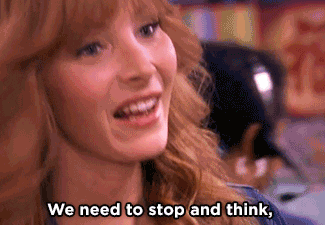 a GIF of Lisa Kudrow talking about directions