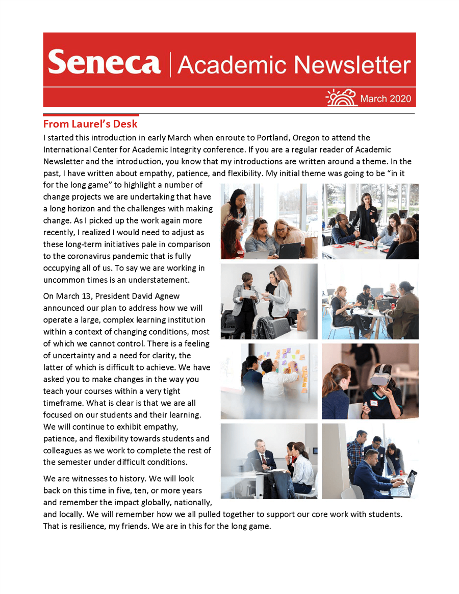 The March 2020 issue of the Academic Newsletter