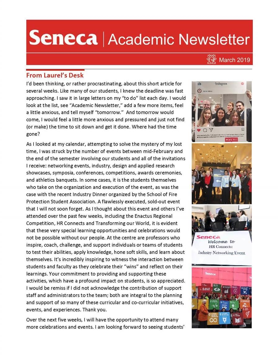 The March 2019 issue of the Academic Newsletter